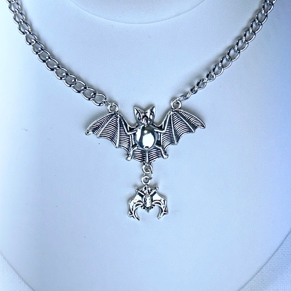 Handmade Adult Halloween Day of Dead Goth Festival Wicca Bat Mom Baby Necklace